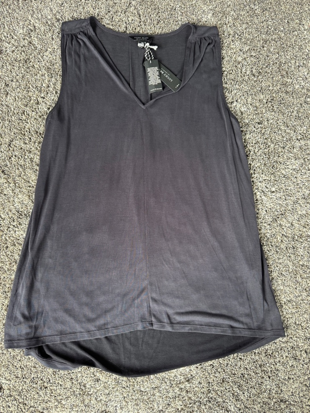 Lucky Brand Black V-Neck Sleeveless Tank Top